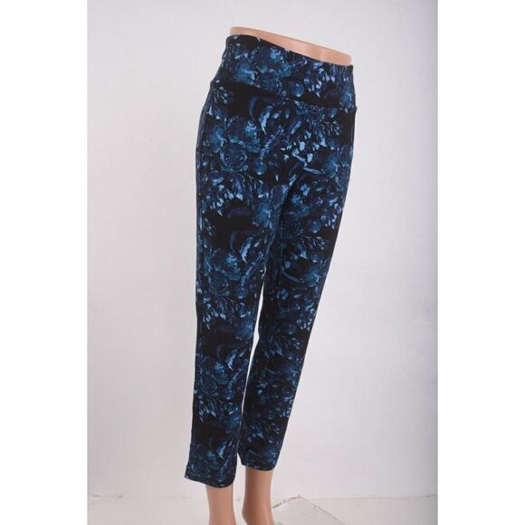 Soft Surroundings Womens Ankle Leggings PS Petite small Black Blue Floral - Picture 2 of 7